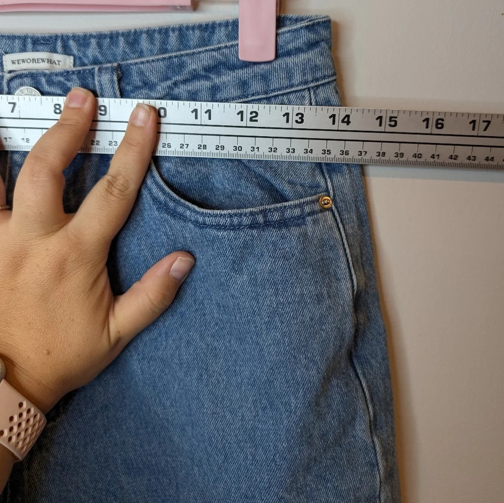 WEWOREWHAT Medium Wash Straight Leg  High Rise Denim Pants Women 27 - Picture 7 of 10